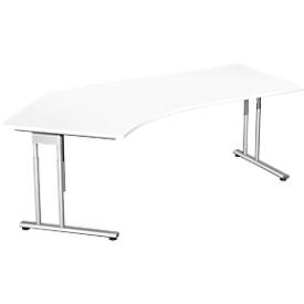 Hoekbureautafel 135° PALENQUE, C-poot, hoek links, B 2165 x D 800/1130 x H 680-820 mm, wit