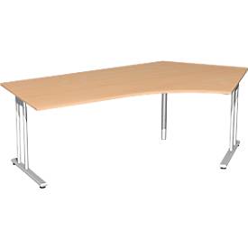 Hoekbureautafel 135° PALENQUE, C-poot, handmatig in hoogte verstelbaar, hoek rechts, B 2165 x D