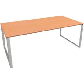 Schäfer Shop Genius bureau Modena Flex, in hoogte verstelbaar, rechthoekige vorm, beugelvoet, breedte 2000 mm, beuken afwerking