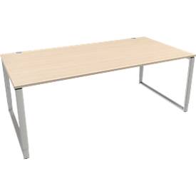 Schäfer Shop Genius bureau Modena Flex, in hoogte verstelbaar, rechthoekige vorm, boogvoet, breedte 2000 mm, ahorn afwerking