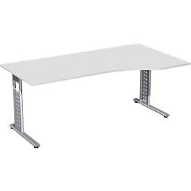 Bureautafel ALICANTE, C-poot, vrije vorm, aanbouw rechts, B 1800 x D 800/1000 x H 680-820 mm,
