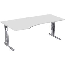 Bureautafel ALICANTE, vrije vorm, aanbouw links, B 1800 x D 1000/800 x H 680-820 mm, lichtgrijs