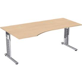 Bureautafel ALICANTE, vrije vorm, aanbouw links, B 1800 x D 1000/800 x H 680-820 mm, beukenpatroon