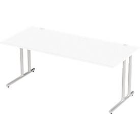 Schäfer Shop Select Desk COMBITEC, rechthoekig, C-poot, B 2000 x D 1000 x H 677-817 mm, wit/wit aluminium