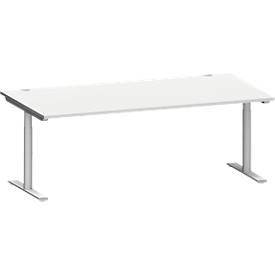 Schäfer Shop Genius MODENA FLEX bureau, T-poot ronde buis, B 2000 x D 1000 mm, lichtgrijs/wit aluminium