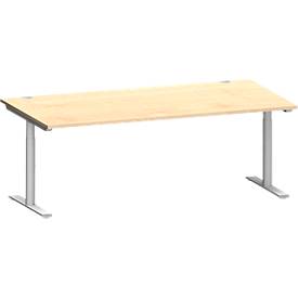 Schäfer Shop Genius MODENA FLEX bureau, T-poot ronde buis, B 2000 x D 1000 mm, ahorn/wit aluminium