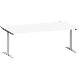 Schäfer Shop Genius bureau MODENA FLEX, T-poot ronde buis, B 2000 x D 1000 mm, wit/wit aluminium