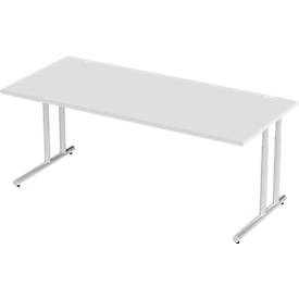 Schäfer Shop Select Desk COMBITEC, rechthoekig, C-poot, B 2000 x D 1000 x H 677-817 mm, aluminium lichtgrijs/wit