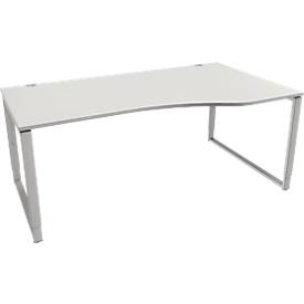 Schäfer Shop Genius Schäfer Shop  Genius Free-form bureau MODENA FLEX, beugelvoet, handmatig in hoogte verstelbaar, rechter uitsteeksel, B 1800 mm, lichtgrijs
