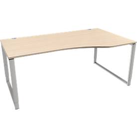 Schäfer Shop Genius Schäfer Shop  Genius Freeform bureau MODENA FLEX, ijzer-op-onderstel, handmatig in hoogte verstelbaar, rechter uitsteeksel, B 1800 mm, ahorn afwerking