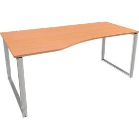 Schäfer Shop Genius Schäfer Shop  Genius Free-form bureau MODENA FLEX, ijzer-op-onderstel, handmatig in hoogte verstelbaar, linkse uitbouw, B 1800 mm, beukenhouten afwerking