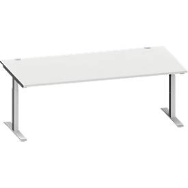 Schäfer Shop Genius bureau MODENA FLEX, rechthoekig, T-poot rechthoekige buis, B 2000 x D 1000 x H 650-850 mm, lichtgrijs/wit aluminium