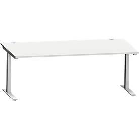 Schäfer Shop Genius MODENA FLEX bureau, C-poot rechthoekige buis, B 2000 x D 1000 mm, aluminium lichtgrijs/wit