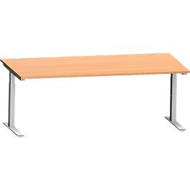 Schäfer Shop Genius bureau MODENA FLEX, C-voet rechthoekige buis, B 2000 x D 1000 mm, beuken/wit aluminium