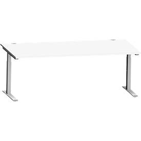 Schäfer Shop Genius bureau MODENA FLEX, C-voet rechthoekige buis, B 2000 x D 1000 mm, wit/wit aluminium