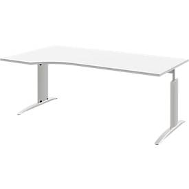 Bureautafel BARI, vrije vorm, aanbouw links, C-poot, B 1800 x D 1000 mm, wit