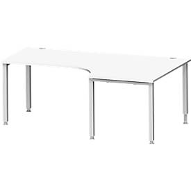 Schäfer Shop Genius hoekbureau MODENA FLEX 90°, aanbouw rechts, 4-poots vierkante buis, B 2000 mm, wit/wit