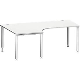 Schäfer Shop Genius hoekbureau MODENA FLEX 90°, aanbouw links, 4-poots vierkante buis, B 2000 mm, lichtgrijs