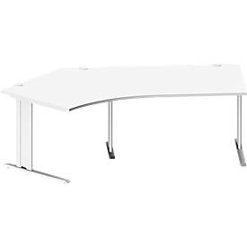 Schäfer Shop Pure hoekbureau PLANOVA BASIC, 135° hoek links, C-voet, B 2165 x D 800/800 x H 717 mm, wit + kabelgoot