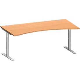 Schäfer Shop Genius Schäfer Shop  Genius Bureautafel MODENA FLEX, met cockpitblad, T-poot ronde buis, breedte 1800 mm, beuken/blank aluminium