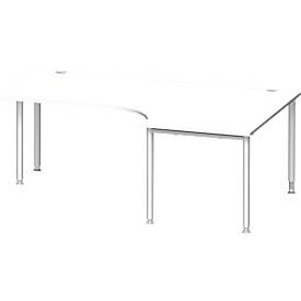 Schäfer Shop Genius Schäfer Shop  Genius Hoekbureautafel MODENA FLEX 90°, aanbouw rechts, eenzijdig, ingekorte zijpanelen, 4-poot ronde buis, wit
