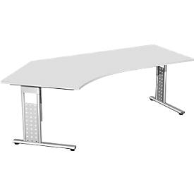 Hoekbureautafel 135° ALICANTE, C-poot, aanbouw links, B 2166 x D 800 x H 680-820 mm, lichtgrijs