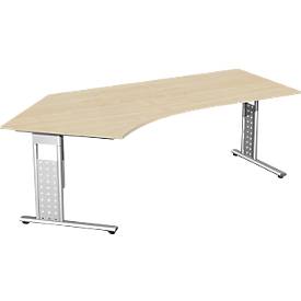 Hoekbureautafel 135° ALICANTE, C-poot, aanbouw links, B 2166 x D 800 x H 680-820 mm, esdoornpatroon
