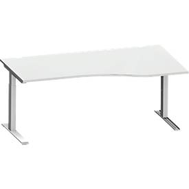 Schäfer Shop Genius Schäfer Shop  Genius Bureautafel in vrije vorm MODENA FLEX, C-poot rechthoekige buis, B 1800 mm, aanbouw rechts, lichtgrijs/blank aluminium