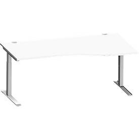 Schäfer Shop Genius Schäfer Shop  Genius Bureautafel in vrije vorm MODENA FLEX, C-poot rechthoekige buis, B 1800 mm, aanbouw rechts, wit/blank aluminium