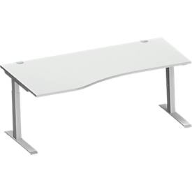 Schäfer Shop Genius Schäfer Shop  Genius Bureautafel in vrije vorm MODENA FLEX, C-poot rechthoekige buis, B 1800 mm, aanbouw links, lichtgrijs/blank aluminium