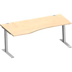 Schäfer Shop Genius Schäfer Shop  Genius Bureautafel in vrije vorm MODENA FLEX, C-poot rechthoekige buis, B 1800 mm, aanbouw links, esdoorn/blank aluminium
