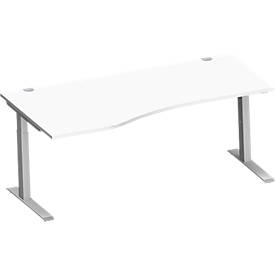 Schäfer Shop Genius Schäfer Shop  Genius Bureautafel in vrije vorm MODENA FLEX, C-poot rechthoekige buis, B 1800 mm, aanbouw links, wit/blank aluminium