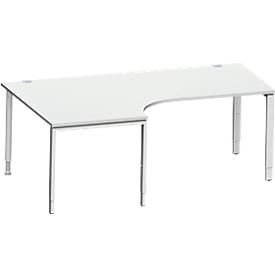 Schäfer Shop Genius hoekbureau MODENA FLEX 90°, aanbouw links, B 2000 mm, lichtgrijs