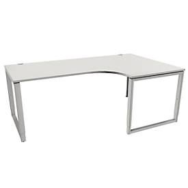 Schäfer Shop Genius MODENA FLEX hoekbureau, 90°, beugelvoet, bevestiging rechts, B 2000 mm, lichtgrijs