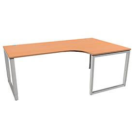 Schäfer Shop Genius MODENA FLEX hoekbureau, 90°, beugelpoot, bevestiging rechts, B 2000 mm, beuken decor