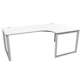 Schäfer Shop Genius MODENA FLEX hoekbureau, 90°, beugelvoet, bevestiging rechts, B 2000 mm, wit
