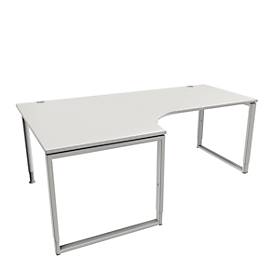 Schäfer Shop Genius MODENA FLEX hoekbureau, 90°, beugelvoet, bevestiging links, B 2000 mm, lichtgrijs