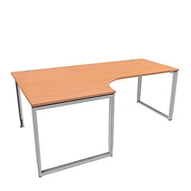 Schäfer Shop Genius MODENA FLEX hoekbureau, 90°, beugelpoot, bevestiging links, B 2000 mm, beuken afwerking