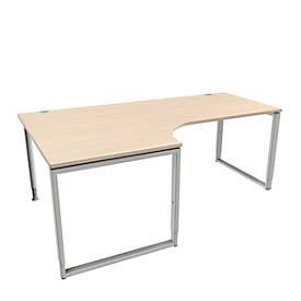 Schäfer Shop Genius MODENA FLEX hoekbureau, 90°, beugelpoot, bevestiging links, B 2000 mm, ahorn afwerking