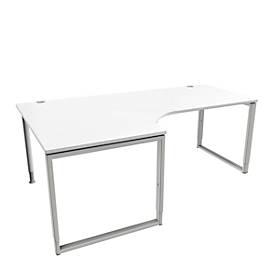 Schäfer Shop Genius MODENA FLEX hoekbureau, 90°, beugelpoot, bevestiging links, B 2000 mm, wit