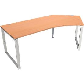 Schäfer Shop Genius MODENA FLEX hoekbureau, 135°, beugelpoot, bevestiging rechts, B, B 2165 mm, afwerking beuk