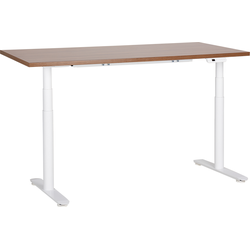 Beliani  DESTINAS - Elektrisch bureau - Donkerhout|Wit - 160 cm - MDF