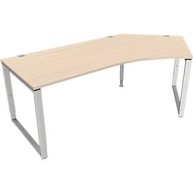 Schäfer Shop Genius MODENA FLEX hoekbureau, 135°, beugelpoot, bevestiging rechts, B, B 2165 mm, ahorn decor