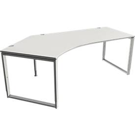 Schäfer Shop Genius MODENA FLEX hoekbureau, 135°, beugelvoet, bevestiging links, B, B 2165 mm, lichtgrijs