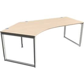 Schäfer Shop Genius MODENA FLEX hoekbureau, 135°, beugelpoot, bevestiging links, B, B 2165 mm, ahorn decor