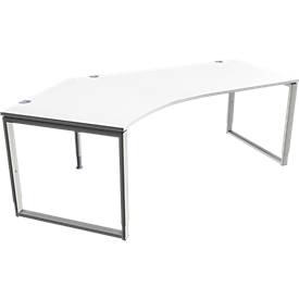 Schäfer Shop Genius MODENA FLEX hoekbureau, 135°, beugelvoet, bevestiging links, B, B 2165 mm, wit
