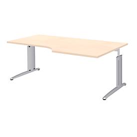 Hoekbureautafel BARI, 90°, vorm A, hoek rechts, C-poot, B 2000 x D 1000 mm, esdoornpatroon