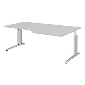 Hoekbureautafel BARI, 90°, vorm A, hoek rechts, C-poot, B 2000 x D 1000 mm, lichtgrijs