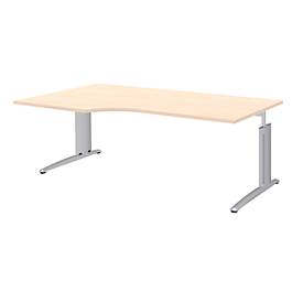 Hoekbureautafel BARI, 90°, vorm A, hoek links, C-poot, B 2000 x D 800 mm, esdoornpatroon
