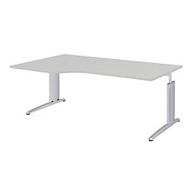Hoekbureautafel BARI, 90°, vorm A, hoek links, C-poot, B 2000 x D 800 mm, lichtgrijs